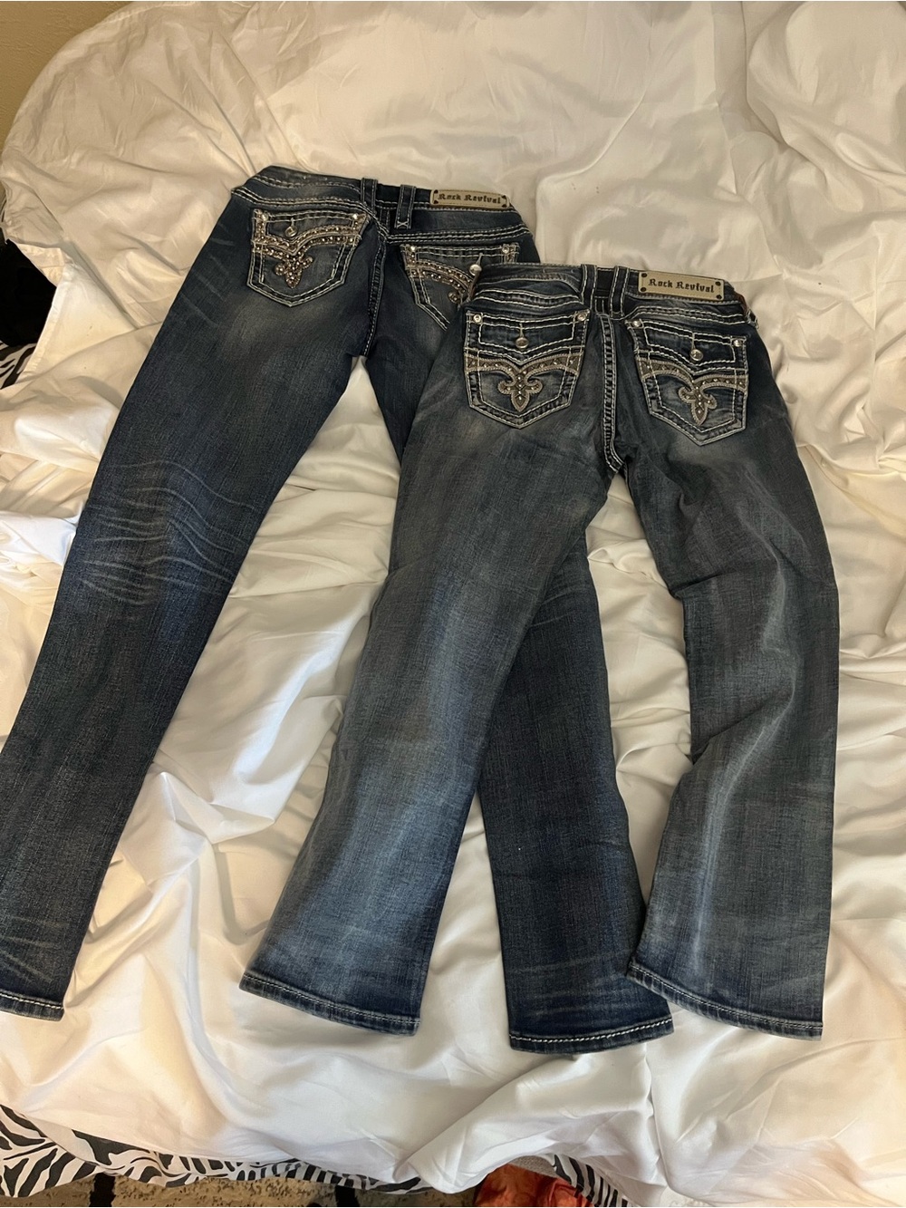 Rock Revival Women's Blue Boot Cut Embellished Jeans Duo